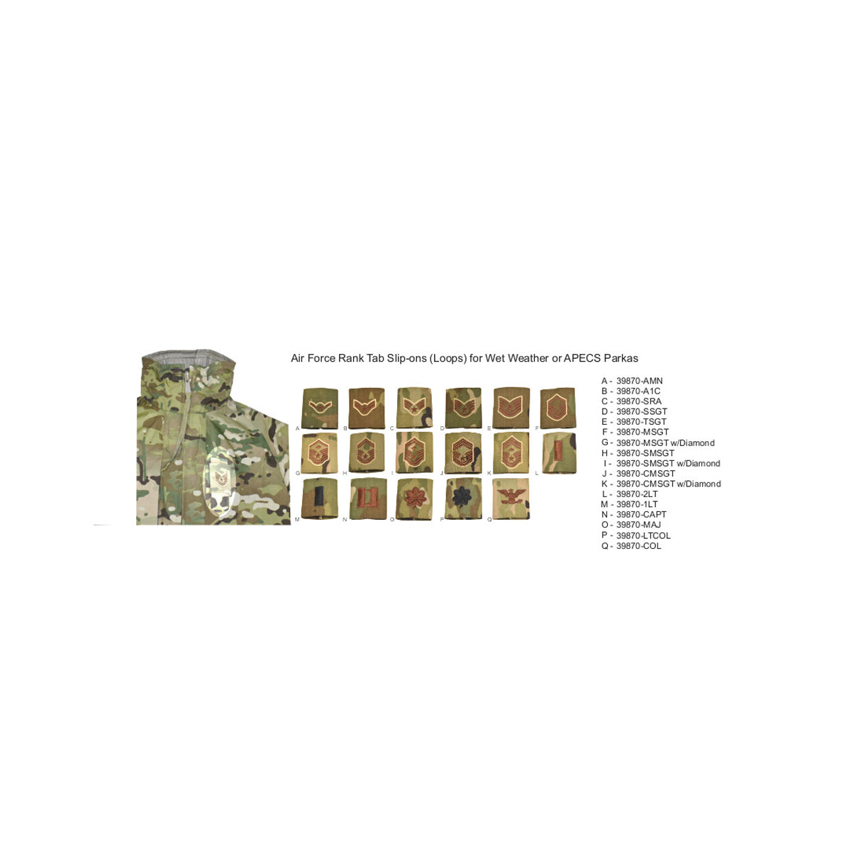 Rank for Multicam / OCP Wet Weather or APECS Parka